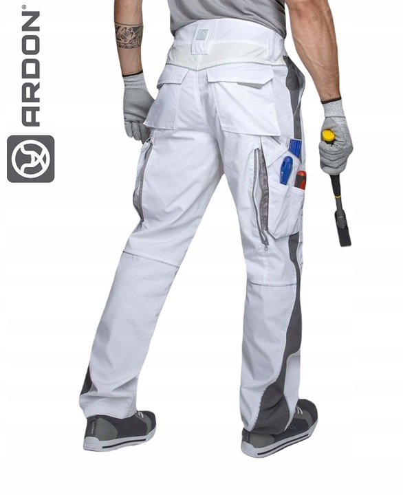 Spodnie Robocze Monterskie Elastyczne Modne Białe Malarskie ARDON URBAN+ 52