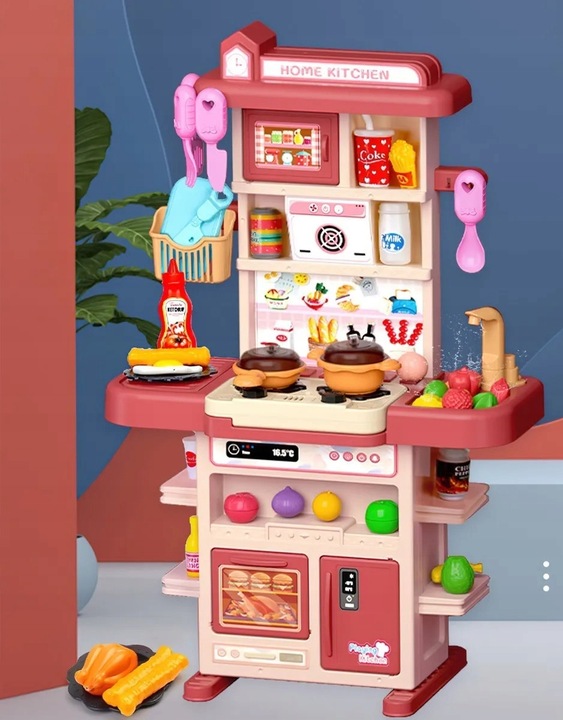 Kuchnia dla dzieci lodówka kran z wodą para różowa 64AR