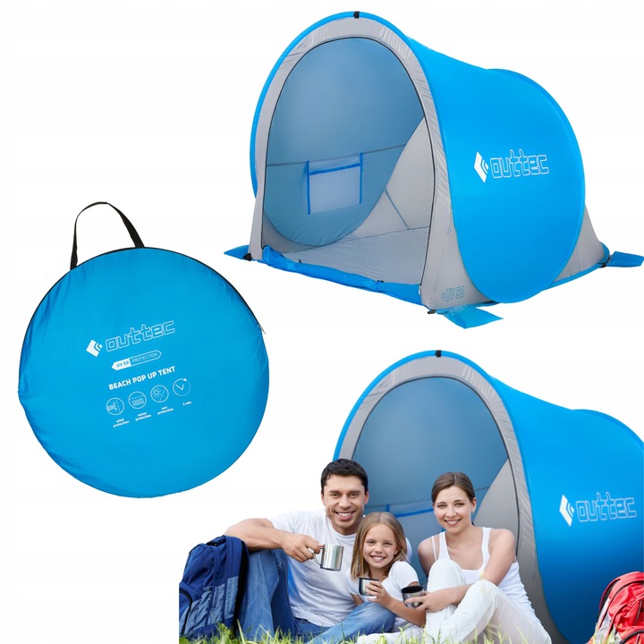SAMOROZKŁADAJĄCY NAMIOT PLAŻOWY PARAWAN ZAMYKANY POP UP UV50 OUTTEC