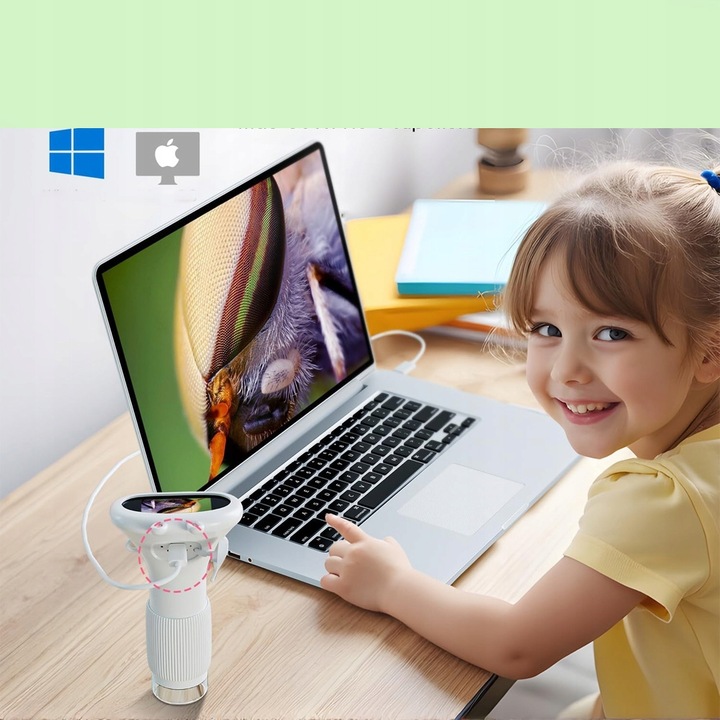 MIKROSKOP CYFROWY OPTYCZNY KIESZONKOWY DLA DZIECI LED PRZYBLIŻENIE 1000X HD