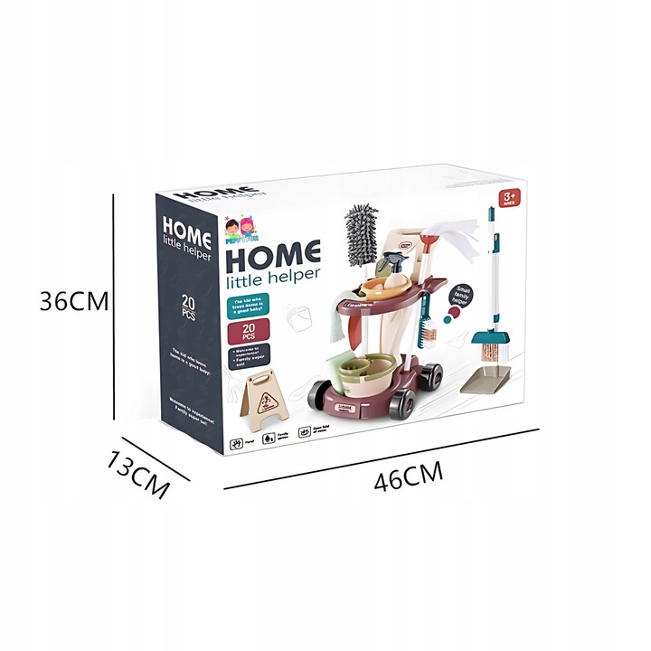 Duży DZIECIĘCY ZESTAW DO SPRZĄTANIA Wózek Mop Miotła Dla dzieci