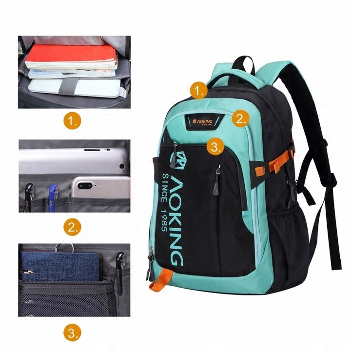 wszechstronny plecak miejski 27L zielony AOKING - idealny na codzienne