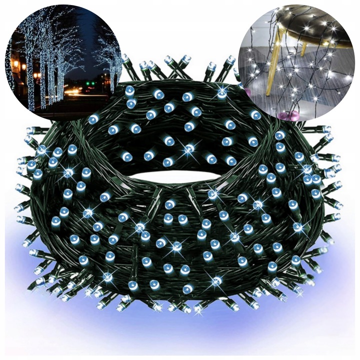 ŚWIATEŁKA LAMPKI CHOINKOWE 500 LED ZIMNY BIAŁY BIAŁE WEWNĘTRZNE ZEWNĘTRZNE