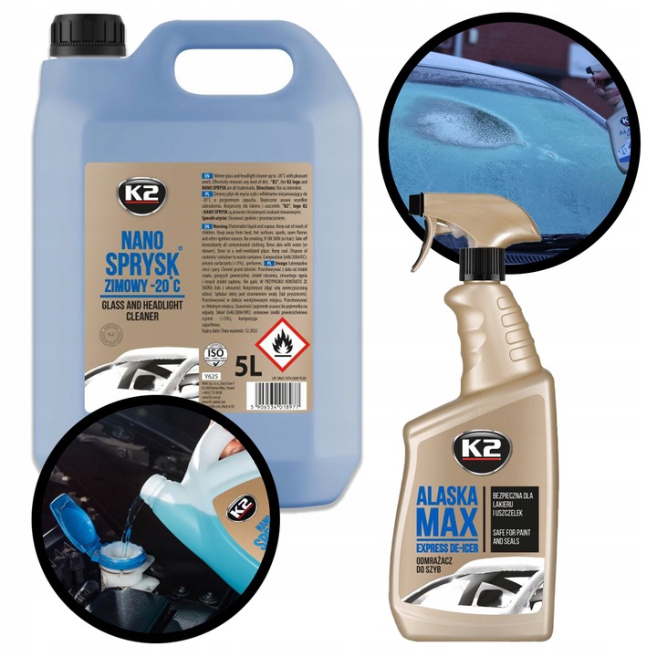 Zestaw K2 Odmrażacz do szyb Alaska i Płyn do spryskiwaczy K2 NANO