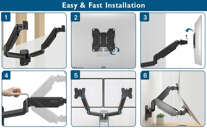 BONTEC GWM02 UCHWYT NA DWA 2 MONITORY 13-27" ŚCIENNY DO 8 KG
