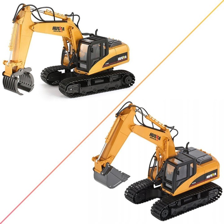 MOCNA KOPARKA ZDALNIE STEROWANA GĄSIENICOWA RC + CHWYTAK 2w1 METAL + PILOT