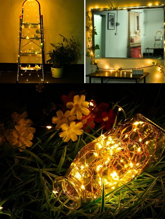 MIKRO LEDY DRUCIKI 20 LED białe ciepłe komplet 10szt z bateriami