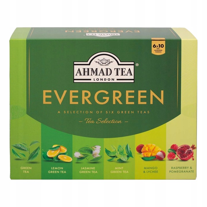Kolekcja herbat zielonych AHMAD TEA EVERGREEN SELECTION 60 torebek
