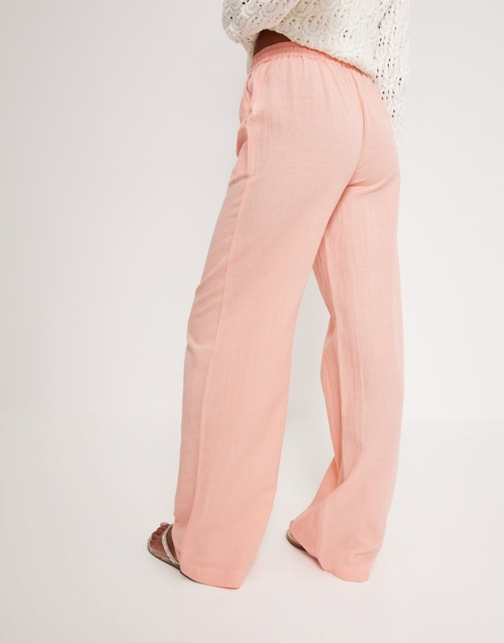 NELLY POMARAŃCZOWE LUŹNE SPODNIE LEN PR3 NG5__S