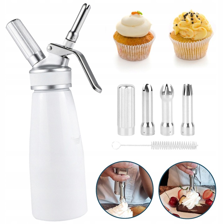 SYFON DO BITEJ ŚMIETANY 500 ML DOZOWNIK DO ŚMIETANY PISTOLET DO ŚMIETANY