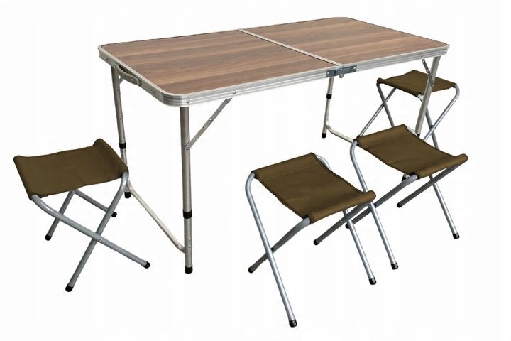 Zestaw Turystyczny Stolik Składany Stół 4 Krzesła 5w1 Kempingowy Krzesełka