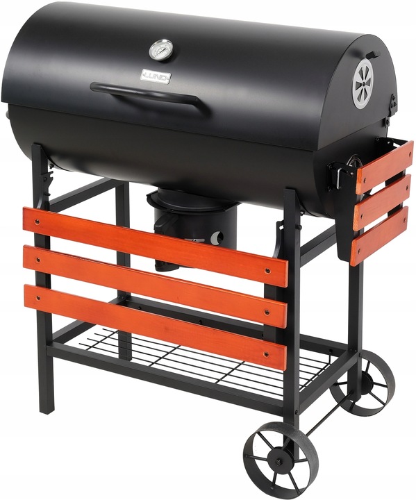 GRILL OGRODOWY WĘGLOWY Z POKRYWĄ DUŻY RUSZT 71x34,5cm POPIELNIK 3 PÓŁKI