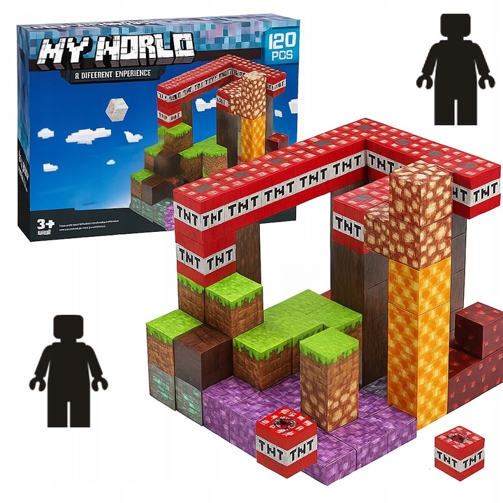 KLOCKI MAGNETYCZNE KLOCKI SZEŚCIANY 120 KLOCKÓW W TYM 2 FIGURKI