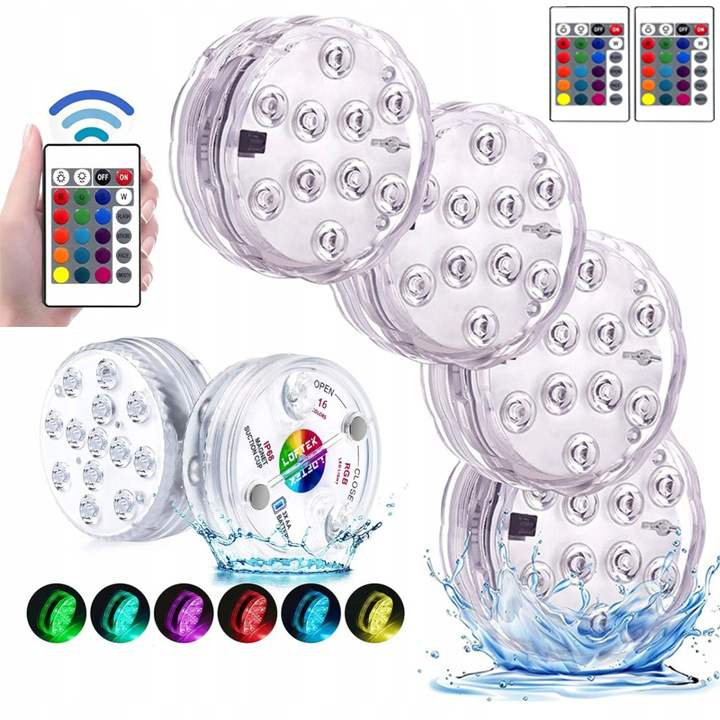 4x OŚWIETLENIE BASENU PODWODNE BASENOWE LAMPKA LED RGB Z PILOT
