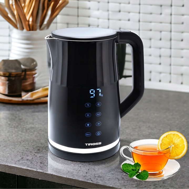 Czajnik elektryczny Tiross wewnętrzne ze stali nierdzewnej 2200 W czarny