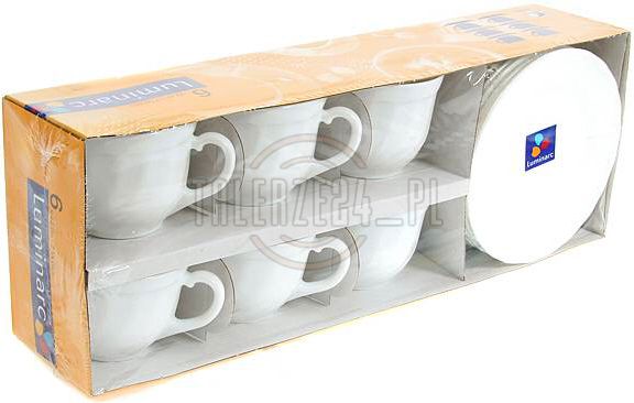 LUMINARC TRIANON WHITE Serwis kawowy 220 ml 12/6