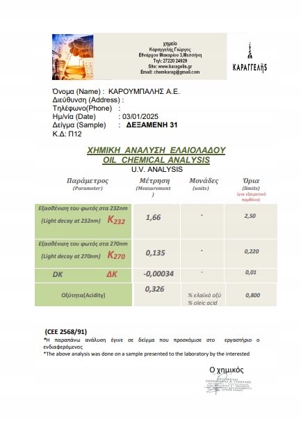 OLIWA Z OLIWEK EXTRA VIRGIN KALAMATA P.D.O. 1l PUSZKA AENAON GRECKA