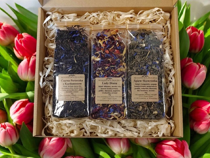 Zestaw Prezentowy 3 Herbat Owocowa Zielona Urodziny Dla Nauczyciela Imienin