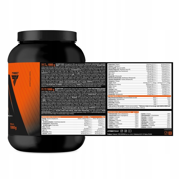 PYSZNY NAPÓJ NA REGENERACJĘ PO TRENINGU Trec Recovery Shake 1000g Endurance