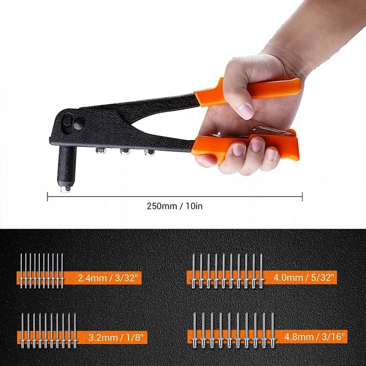 SOLIDNA NITOWNICA RĘCZNA DO NITÓW 2.4/3.2/4.0/4.8mm + 40szt NITÓW
