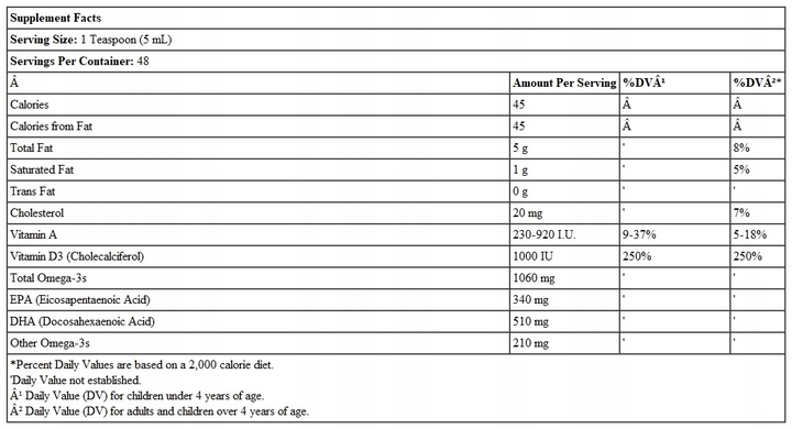 NORDIC Arctic-D COD LIVER OIL CYTRYNOWY TRAN 237m Olej z wątroby dorsza
