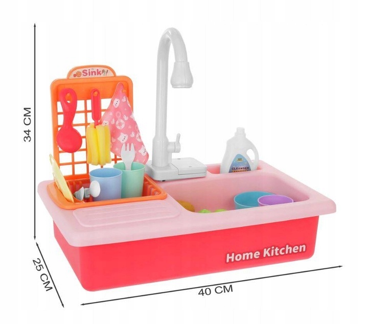 DUŻY ZLEWOZMYWAK AKCESORIA KRAN WODA NOWY KUCHNIA DLA DZIECI ZESTAW PREZENT
