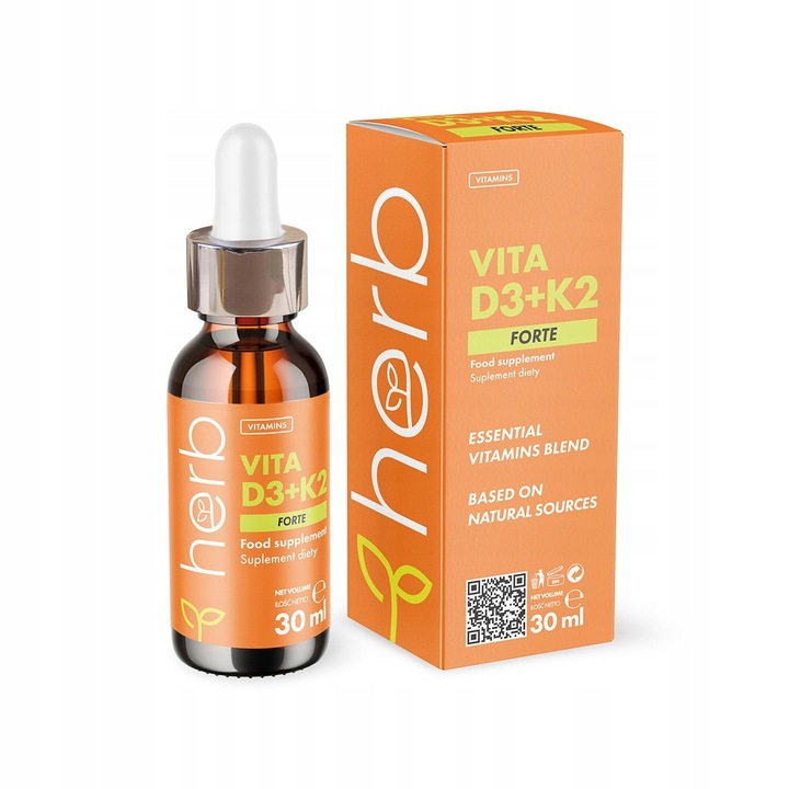 HERB Vita WITAMINA D3 4000 IU + K2 100 mcg FORTE 30ml W KROPLACH krople