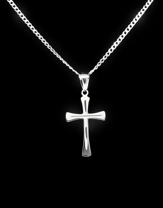 ŁAŃCUSZEK SREBRNY MĘSKI Z KRZYŻYKIEM SREBRO PRÓBY 925 K1/55cm