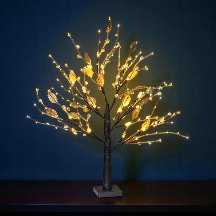 DRZEWKO LAMPKA DRZEWO LIŚCIASTE LED 55 CM LISTKI ŚWIECĄCE OZDOBA