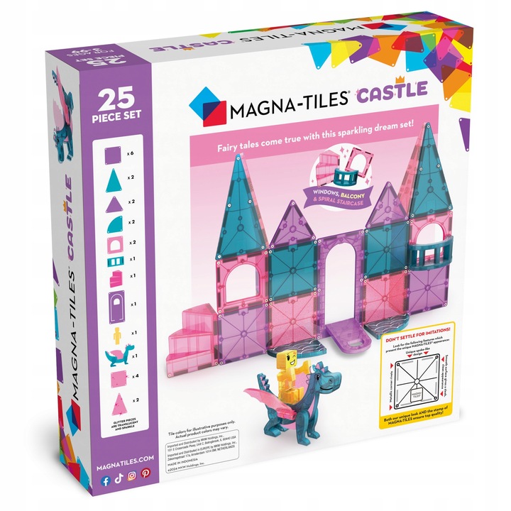 MAGNA-TILES Klocki Magnetyczne Konstrukcyjne Zamek 25 elementów