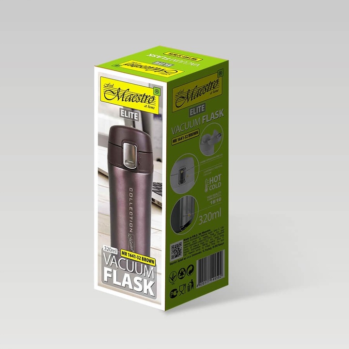 Brązowy KUBEK TERMICZNY TERMOS Stalowy Bidon 320ml Maestro Brown