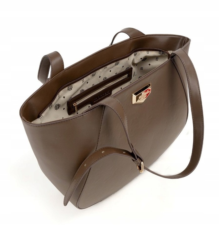 Monnari Piękna klasyczna czekoladowa torebka na ramię Regulowane rączki A4