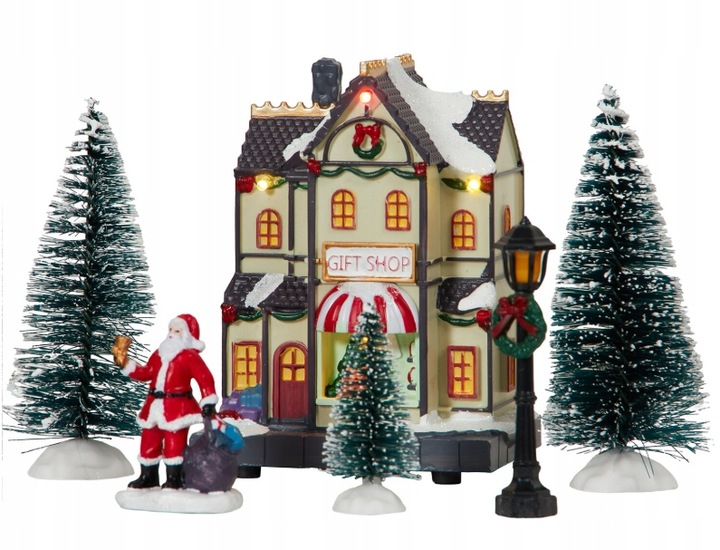 Wioska swiateczna LED Christmas Village zestaw 14 elementow z oswietleniem