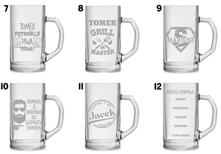 Duży kufel do piwa na prezent z grawerem 640ml logo tekst urodziny