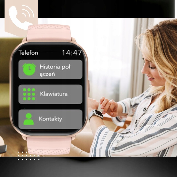 ZEGAREK SMARTWATCH DAMSKI POLSKIE MENU ROZMOWY PULS CIŚNIENIE SPORT 2 PASKI