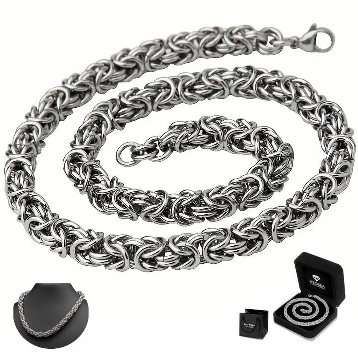 GRUBY Łańcuszek SREBRNY Męski 8mm Królewski Łańcuch DIAMENTOWANY + GRATIS