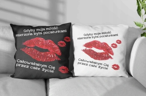 PODUSZKA WALENTYNKOWA DWUSTRONNA 40 CM PREZENT DLA NIEJ WZORY WALENTYNKI