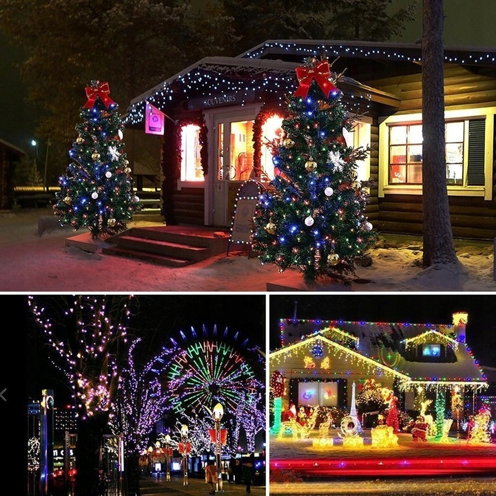 MOCNE LAMPKI CHOINKOWE LED ŚWIĄTECZNE ZEW/WEW 1000LED MULTIKOLOR
