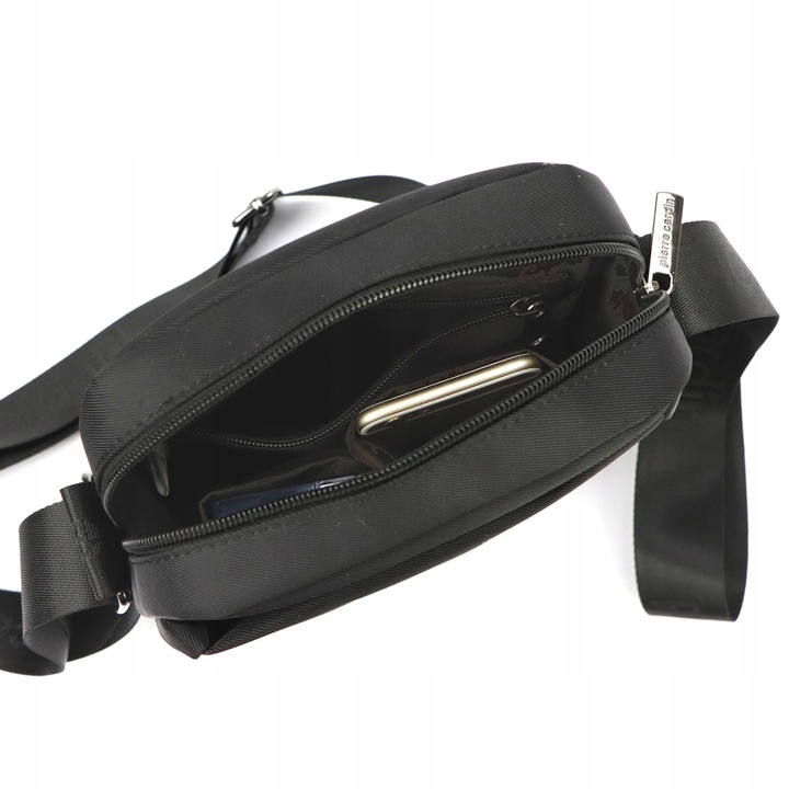 Pierre Cardin Torba MESKA Czarna Materialowa na PASKU Listonoszka Pojemna