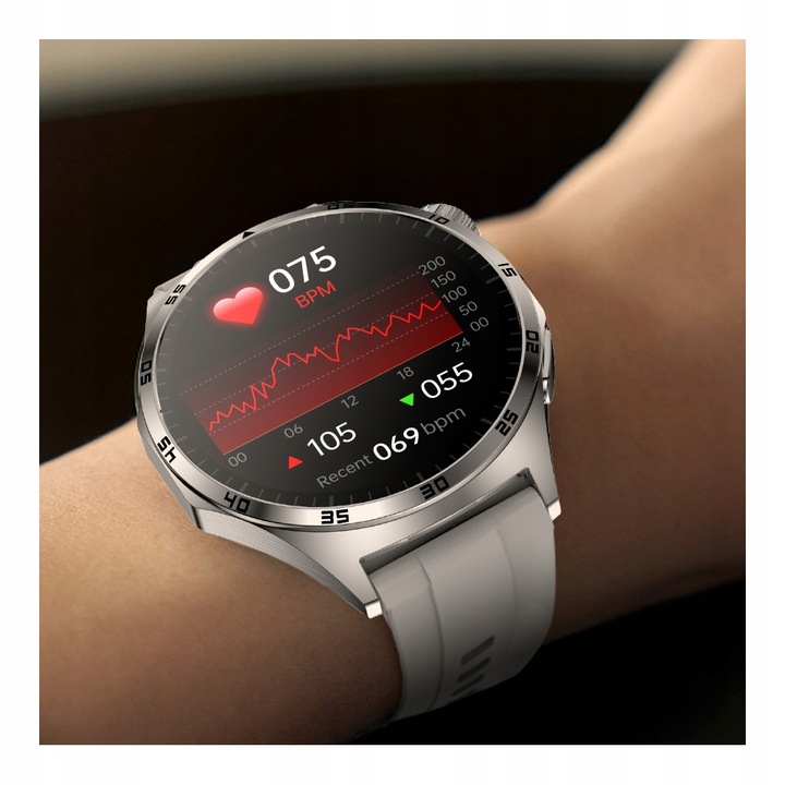 SMARTWATCH ZEGAREK CIŚNIENIOMIERZ EKG GLUKOZA GLIKEMIA HRV ROZMOWY MENU PL