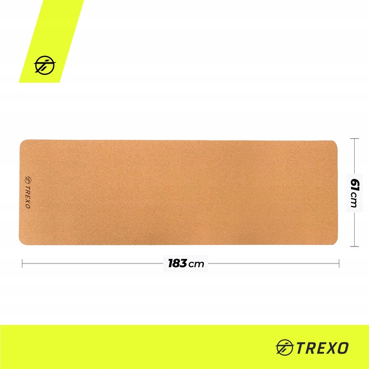 Mata do ćwiczeń jogi TREXO Korkowa TPE 6 mm