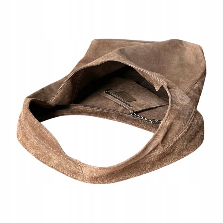 TAUPE ZAMSZOWA TOREBKA WOREK CAPPUCCINO ZAMSZ NATURALNY WOREK NA ZAMEK