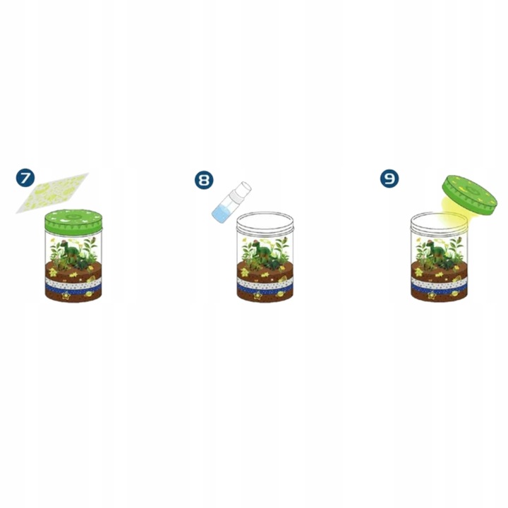 DINOZAUR OGRÓD TERRARIUM PROJEKTOR LAMPKA NOCNA PIASEK NAKLEJKI ROŚLINY