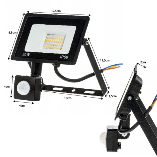 Halogen Naświetlacz 30W LED ZEWNĘTRZNY LAMPA Czujnik RUCHU ZMIERZCHU Garaż