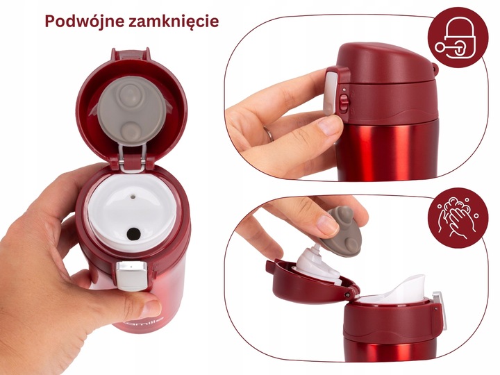 KUBEK TERMICZNY TERMOS STALOWY 100% SZCZELNY pojemny bidon KAMILLE 320 ml