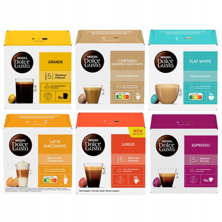 Kapsułki kawa Nescafe Dolce Gusto MEGA ZESTAW 96 szt 4+2