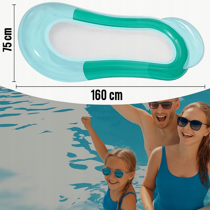 MATERAC DMUCHANY DO PŁYWANIA PONTON PŁYWAJĄCY DO BASENU NAD WODĘ 160X75 cm