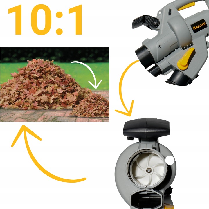 DMUCHAWA DO LIŚCI ELEKTRYCZNA OGRODOWA ODKURZACZ ROZDRABNIACZ 3W1 3500W