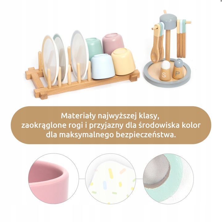 UMU Zestaw naczyń drewnianych dla dzieci 28 szt.