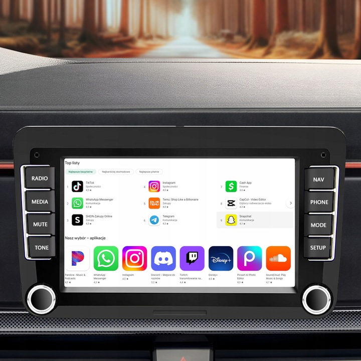 RADIO SAMOCHODOWE do VOLKSWAGEN VW SKODA SEAT 7" ANDROID CARPLAY GPS WIFI